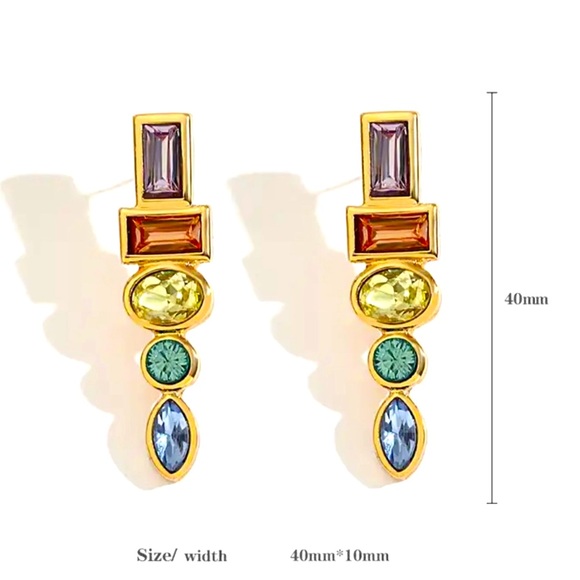 White Crystal Gold Plated Earrings - Picture 5 of 5